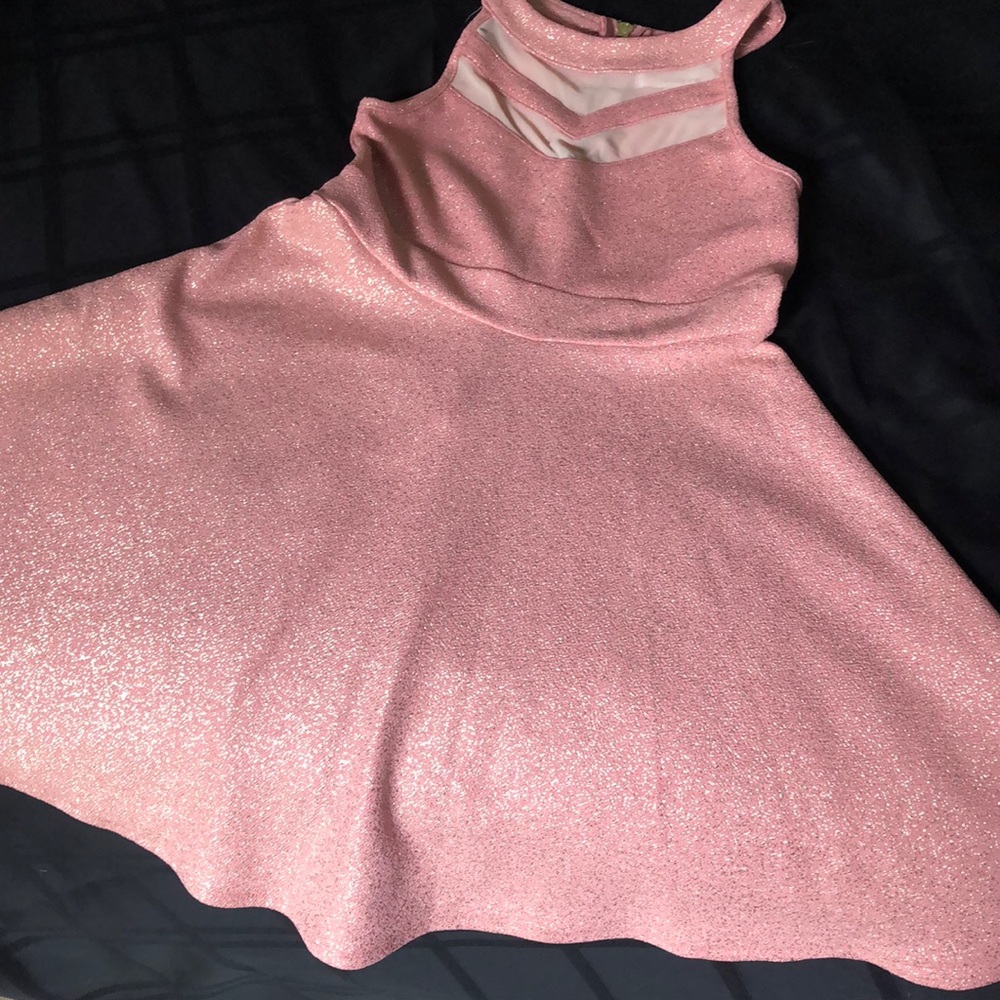 Rose and gold speckled girls dress